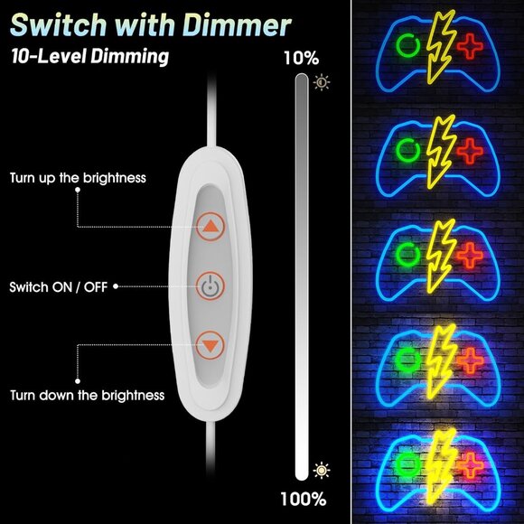 Blue Gaming Neon Sign Dimmable Gamer LED Neon Lights for Video Game Room - Picture 2 of 6